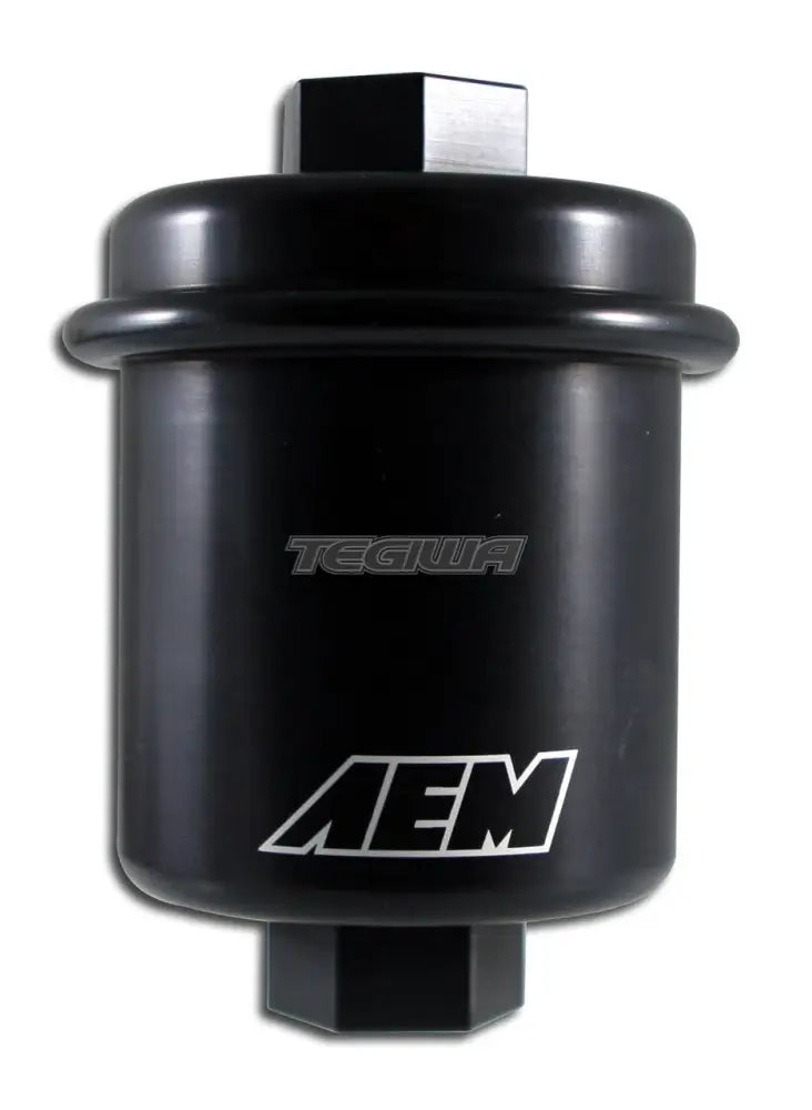 AEM High Volume Fuel Filter Black Honda Inlet 14mm x 1.5 Outlet 12mm x 1.25