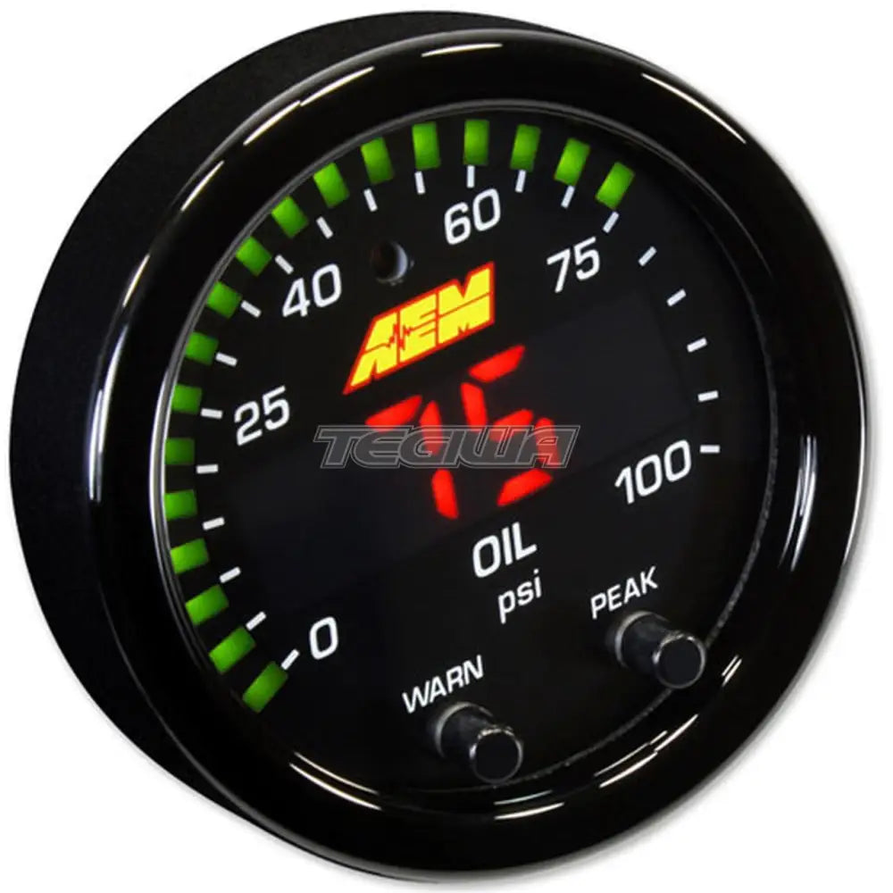 AEM X-Series Pressure Gauge 0~100PSI / 0~7Bar Black Bezel and Black Oil Faceplate