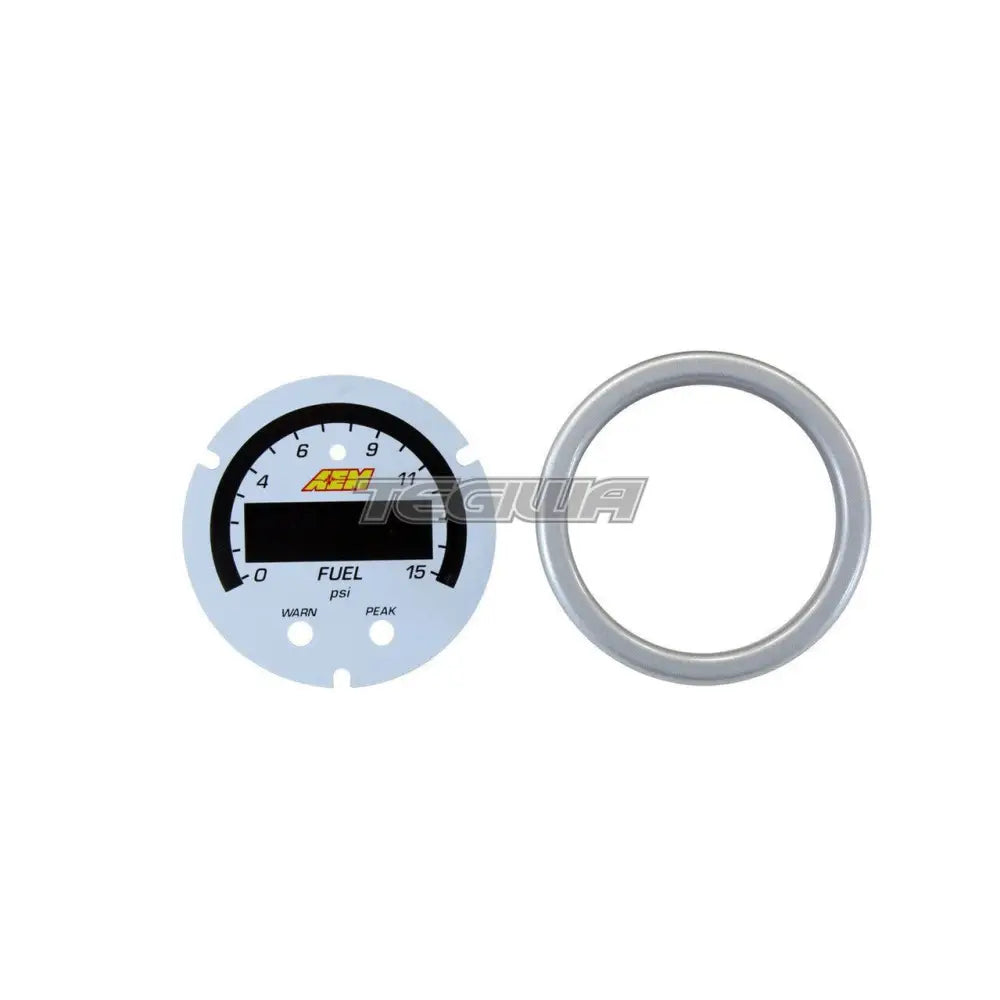 AEM X-Series Pressure Gauge 0~15PSI Accessory Kit Silver Bezel and White Boost/Fuel Faceplate