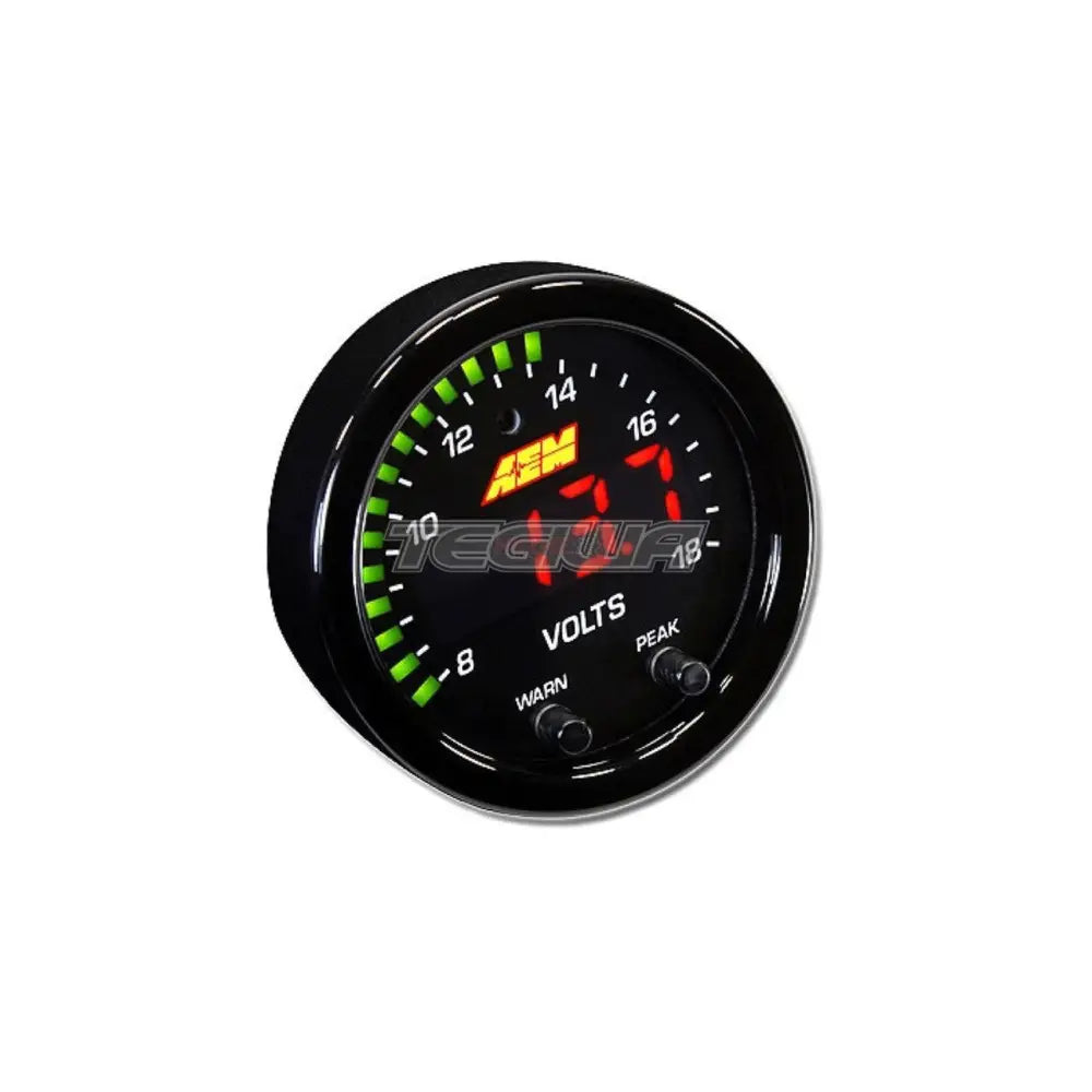 AEM X-Series Volt Gauge 8~18V Black Bezel and Black Faceplate