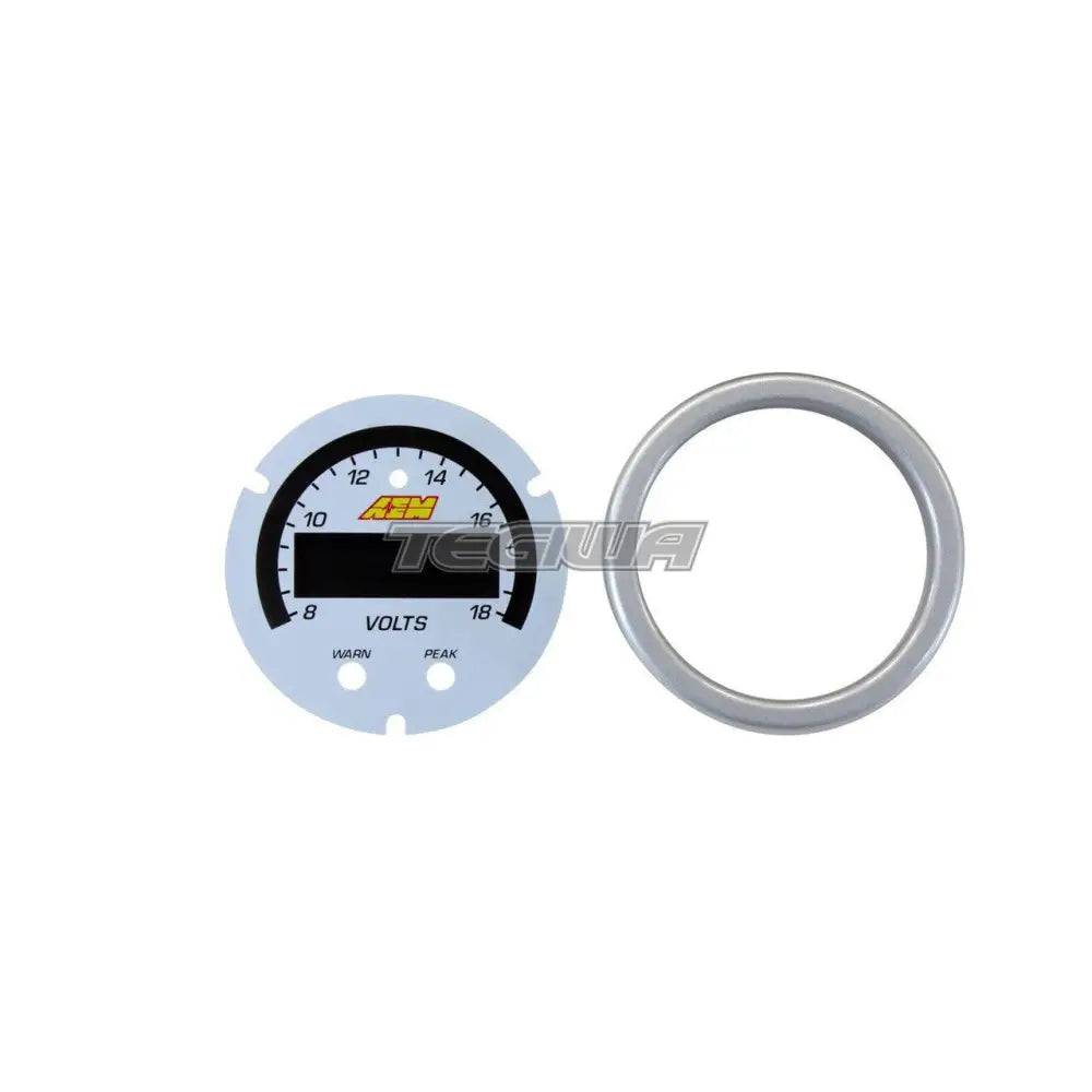 AEM X-Series Volt Gauge 8~18V Silver Bezel and White Faceplate Accessory Kit