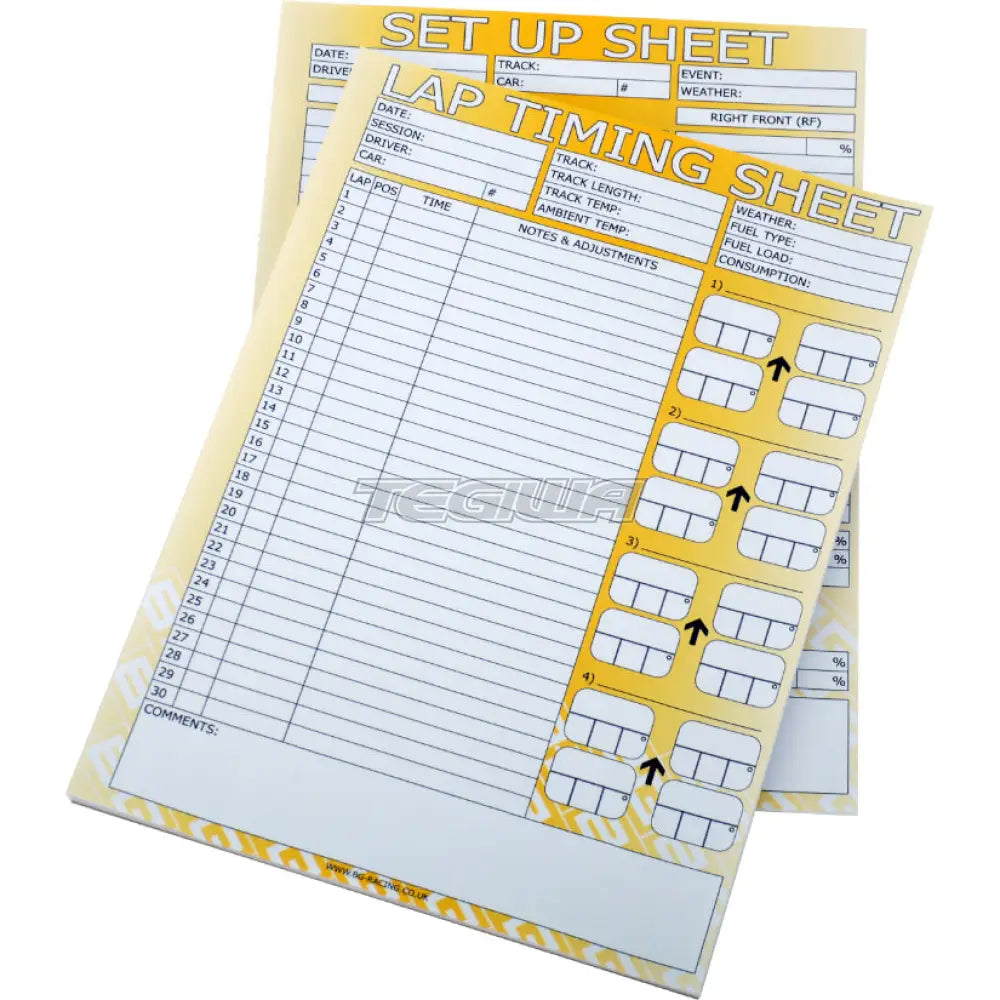 Bg Racing Chassis Set Up Sheets (Pad Of 50) Tools