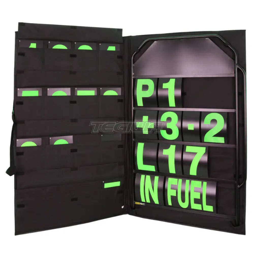 Bg Racing Large Silver Pit Board Kit And Bag Black Frame / Green Numbers Tools