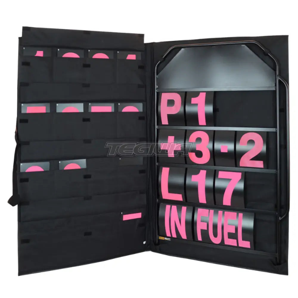 Bg Racing Large Silver Pit Board Kit And Bag Black Frame / Pink Numbers Tools