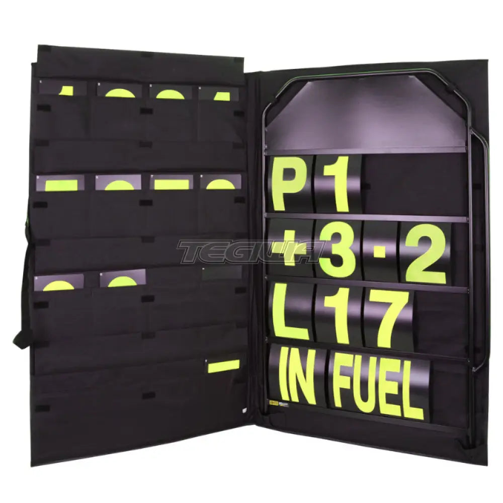 Bg Racing Large Silver Pit Board Kit And Bag Black Frame / Yellow Numbers Tools