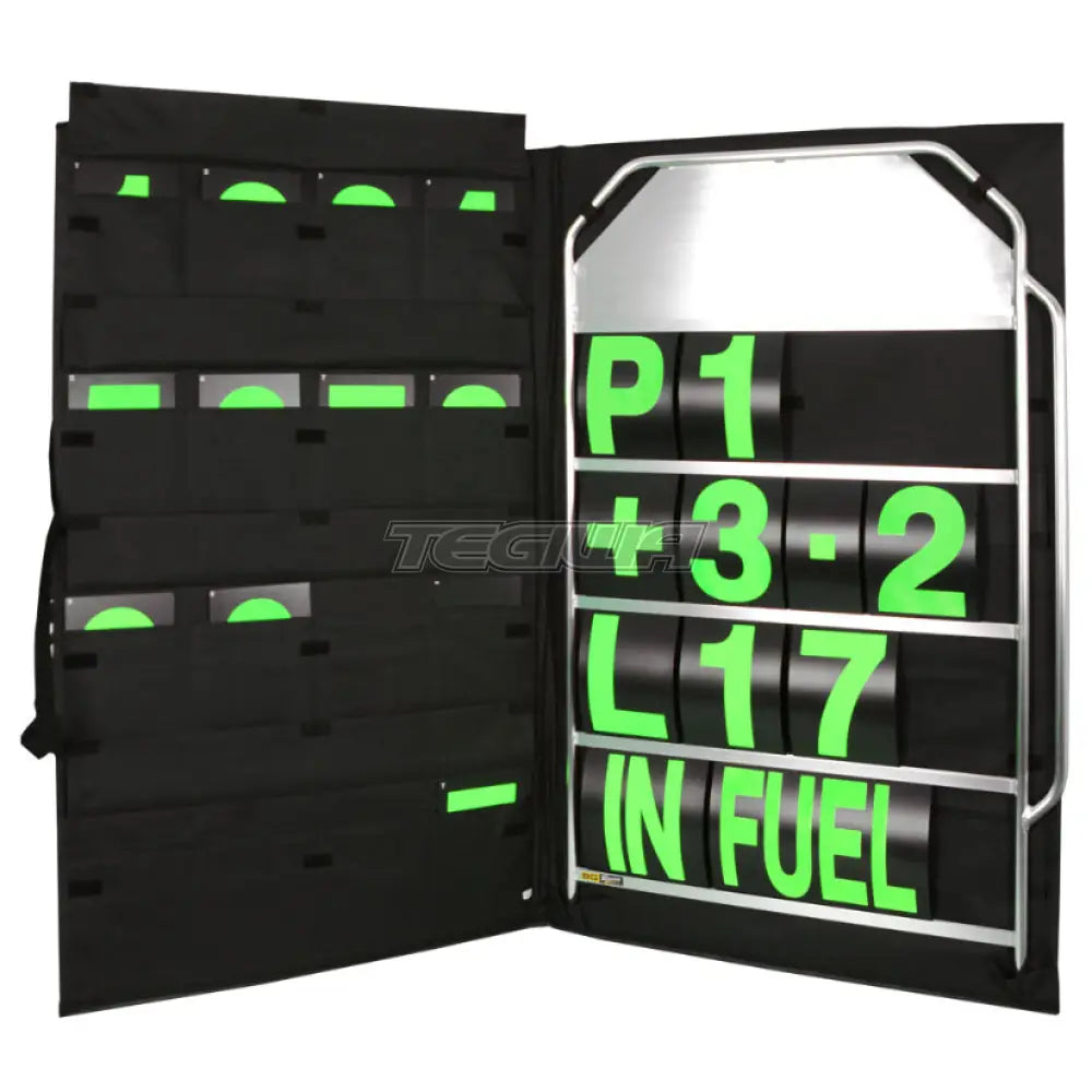 Bg Racing Large Silver Pit Board Kit And Bag Frame / Green Numbers Tools