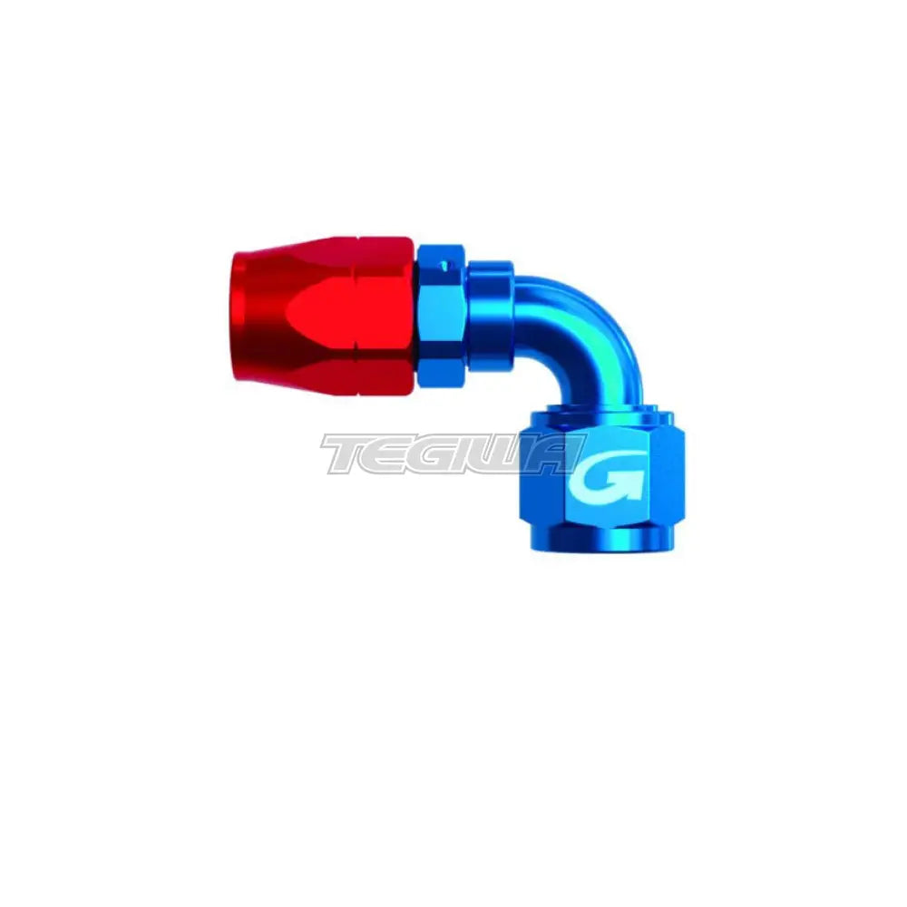 Goodridge 200 Series Reusable Cutter Fitting 90 Degree / An6 Red/Blue Hoses & Fittings