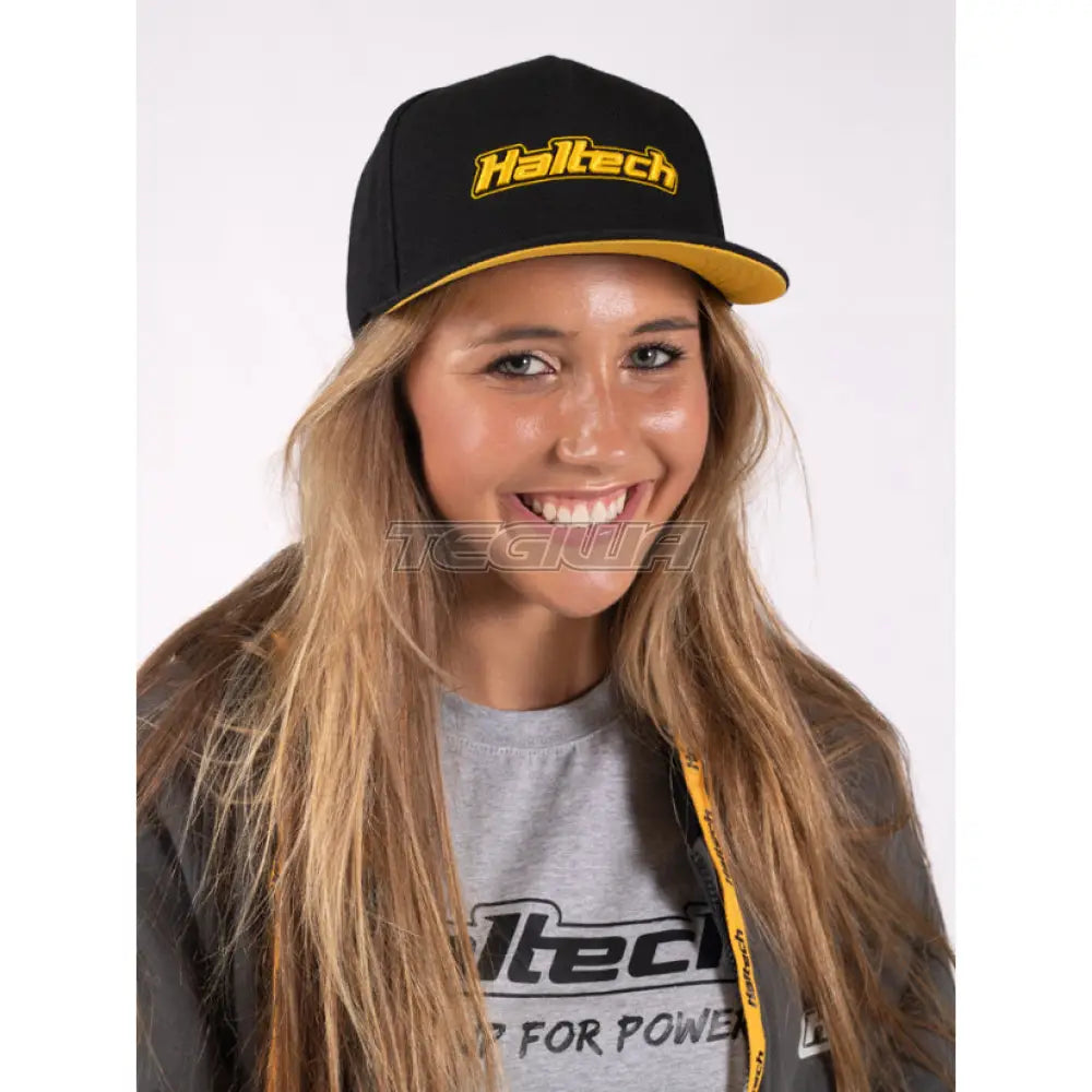 Haltech Snapback Cap Black With Yellow Logo Hats