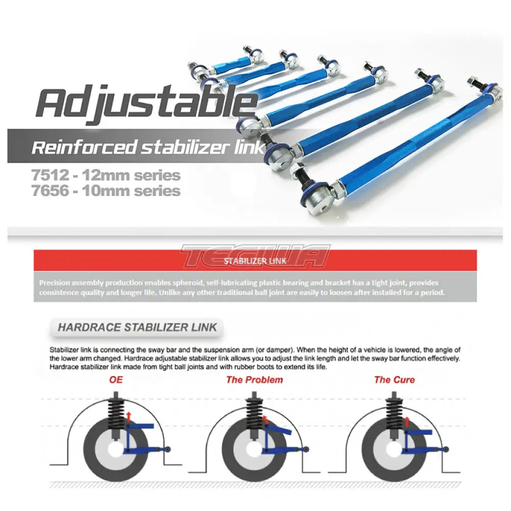 Hardrace Universal Adjustable Drop Link Set Range 81-91Mm 10Mm Stud Rod End