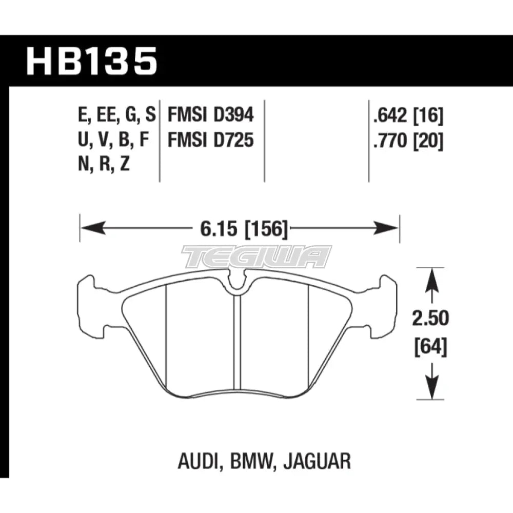 HAWK Performance Blue 9012 Motorsports Brake Pads Front - HB135E.642