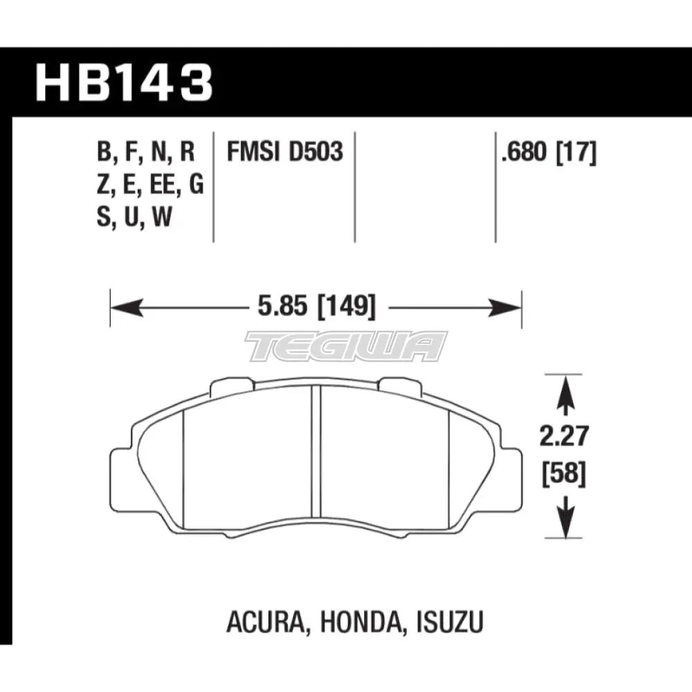 HAWK Performance Blue 9012 Motorsports Brake Pads Front - HB143E.680