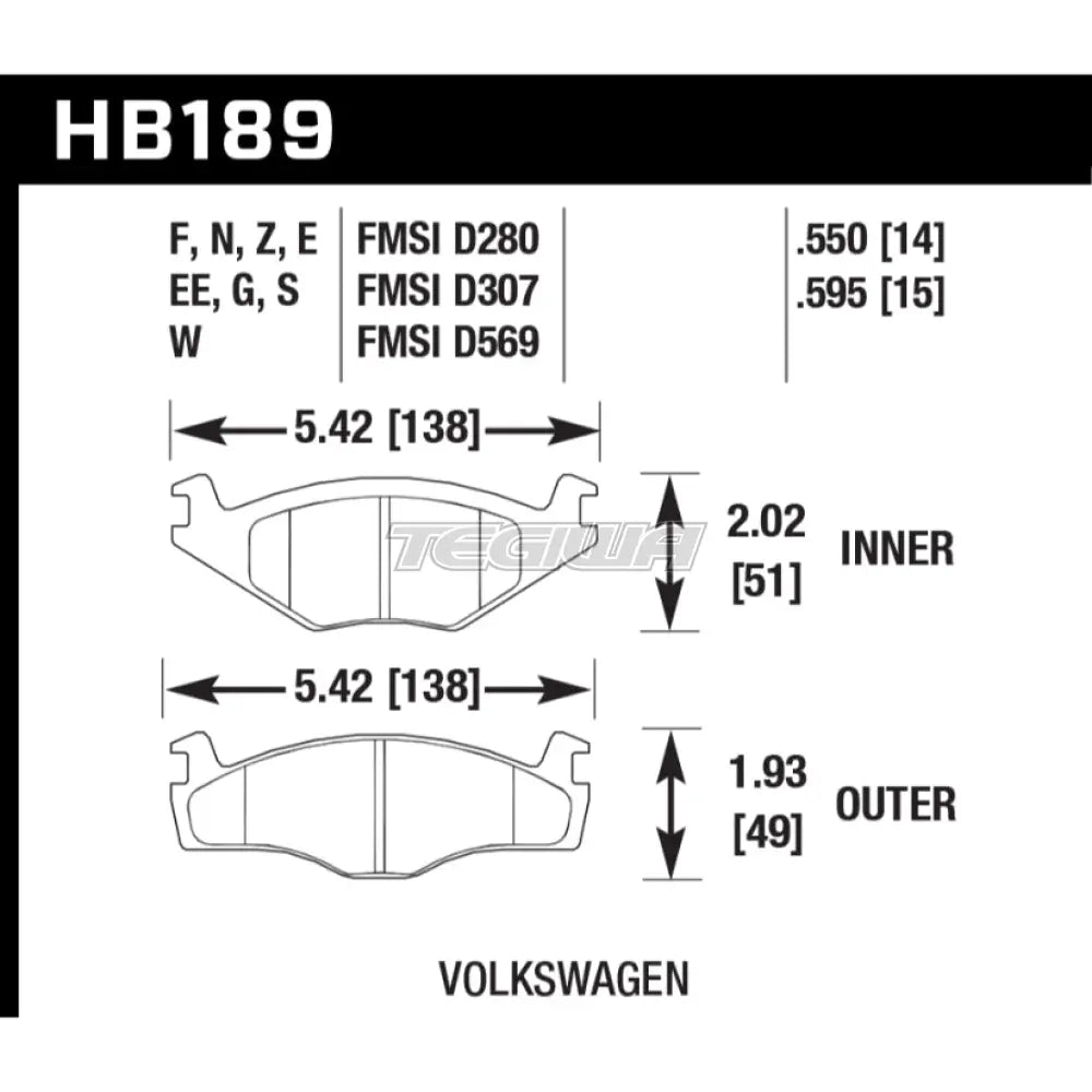 HAWK Performance Blue 9012 Motorsports Brake Pads Front - HB189E.550