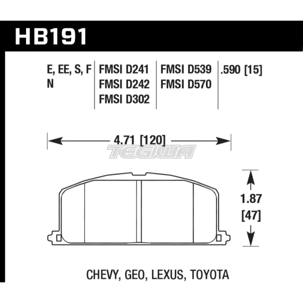 HAWK Performance Blue 9012 Motorsports Brake Pads Front - HB191E.590