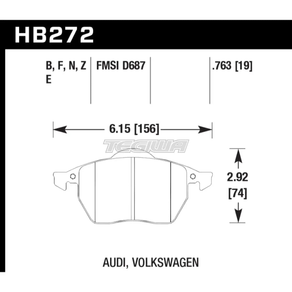 HAWK Performance Blue 9012 Motorsports Brake Pads Front - HB272E.763