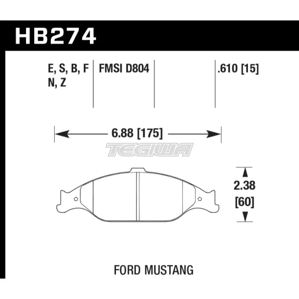 HAWK Performance Blue 9012 Motorsports Brake Pads Front - HB274E.610