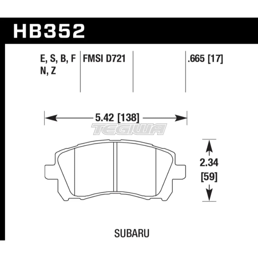 HAWK Performance Blue 9012 Motorsports Brake Pads Front - HB352E.665