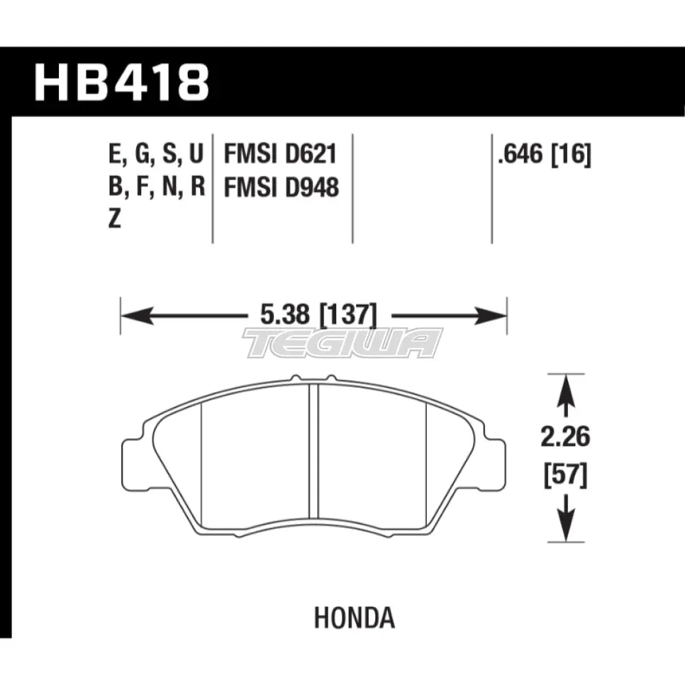 HAWK Performance Blue 9012 Motorsports Brake Pads Front - HB418E.646