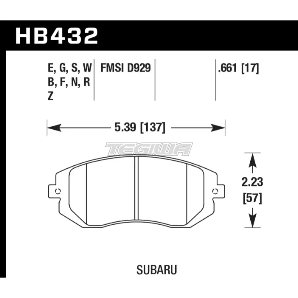 HAWK Performance Blue 9012 Motorsports Brake Pads Front - HB432E.661