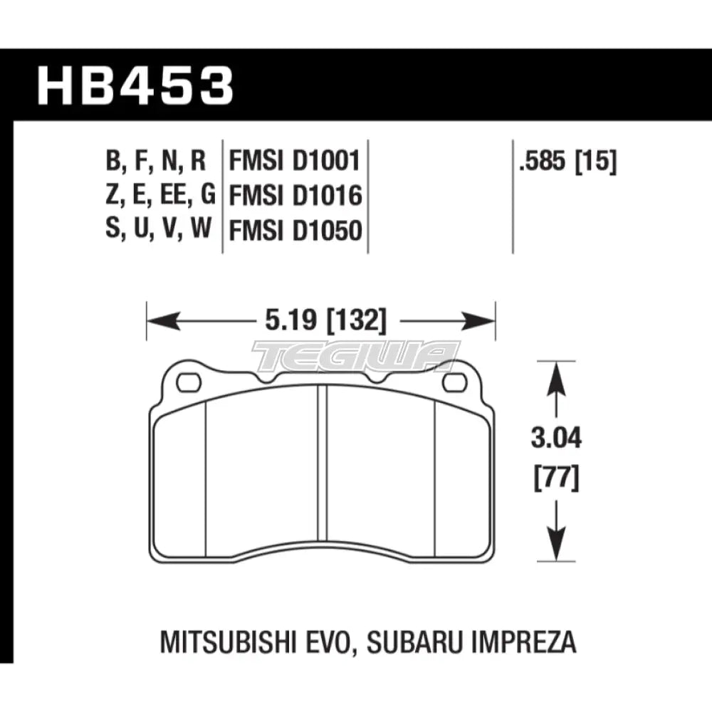 HAWK Performance Blue 9012 Motorsports Brake Pads Front - HB453E.585