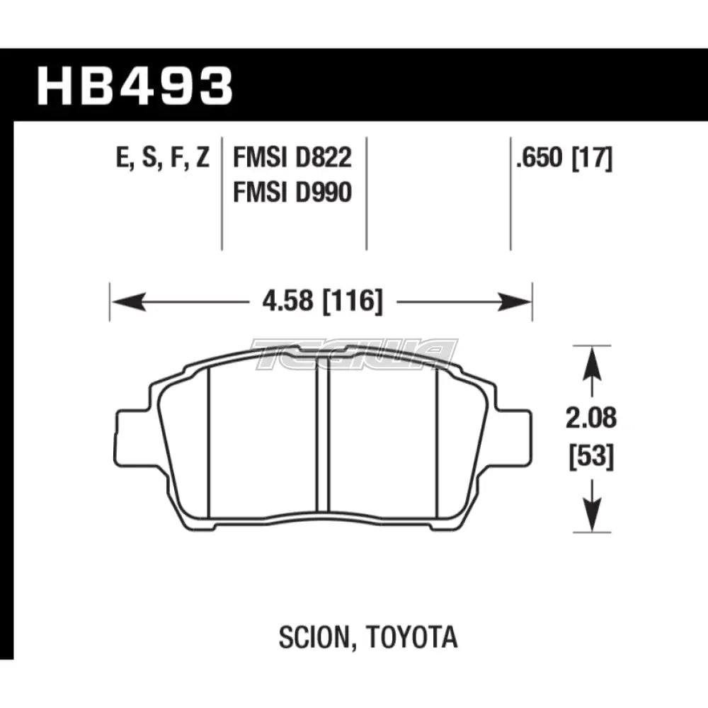 HAWK Performance Blue 9012 Motorsports Brake Pads Front - HB493E.650