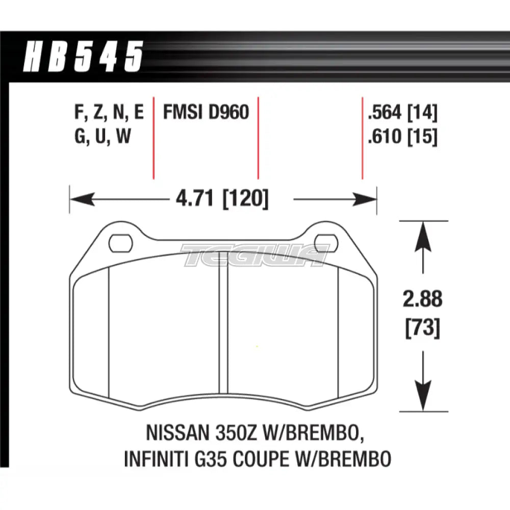 HAWK Performance Blue 9012 Motorsports Brake Pads Front - HB545E.564