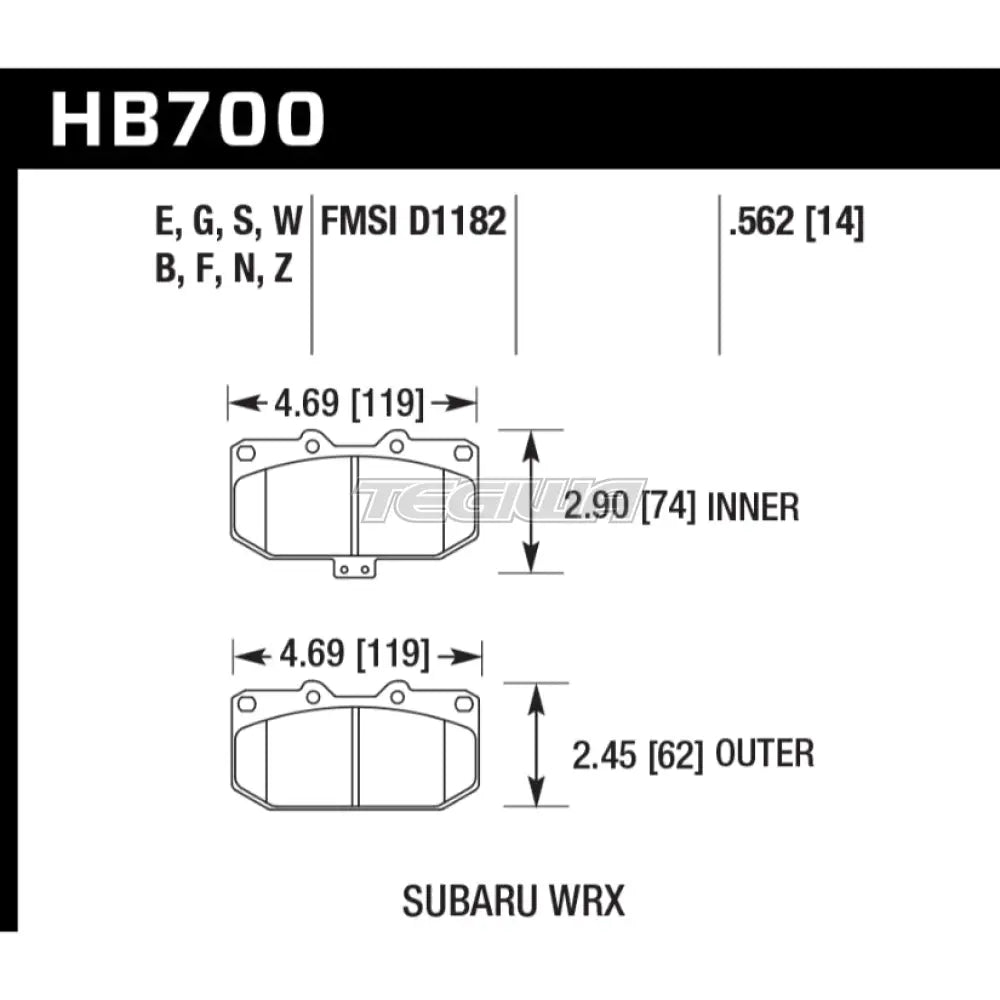 HAWK Performance Blue 9012 Motorsports Brake Pads Front - HB700E.562