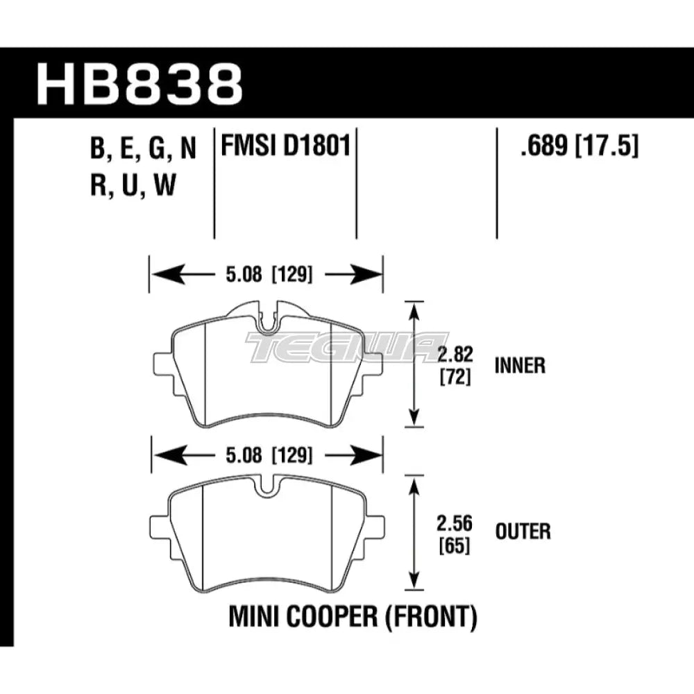 HAWK Performance Blue 9012 Motorsports Brake Pads Front - HB838E.689