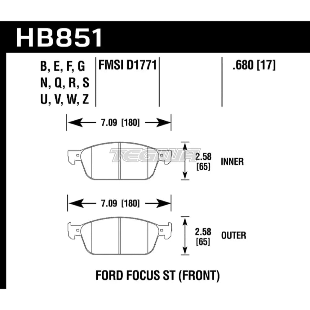 HAWK Performance Blue 9012 Motorsports Brake Pads Front - HB851E.680