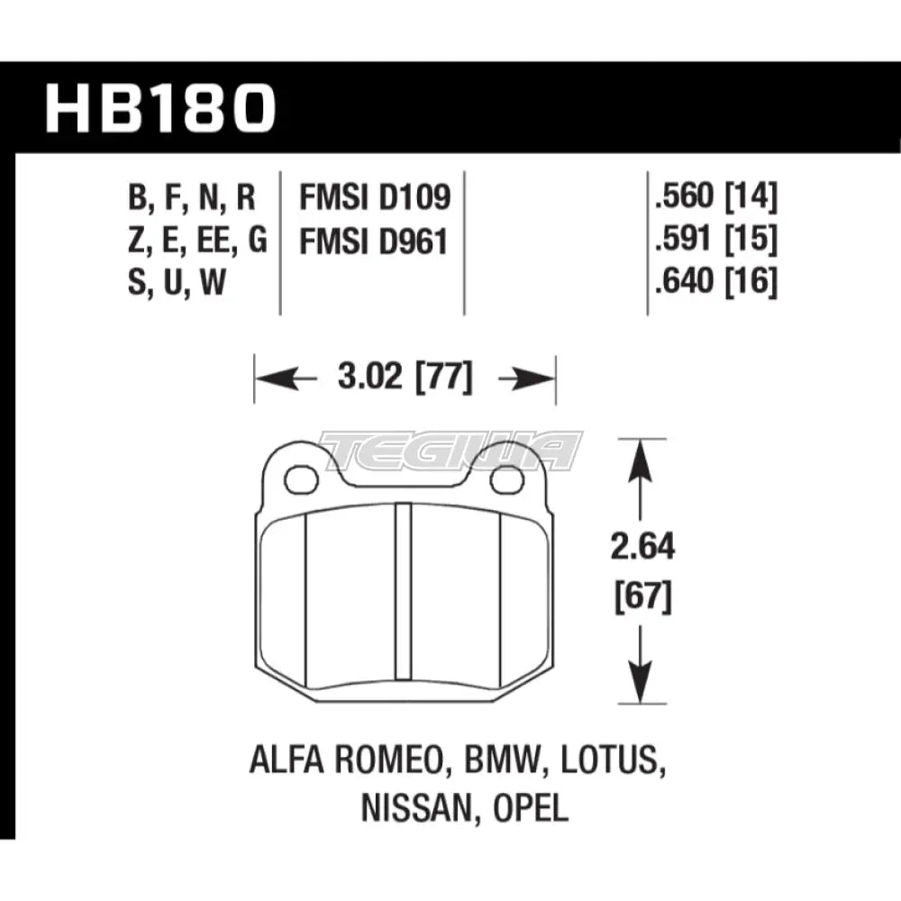 HAWK Performance Blue 9012 Motorsports Brake Pads Rear - HB180E.560