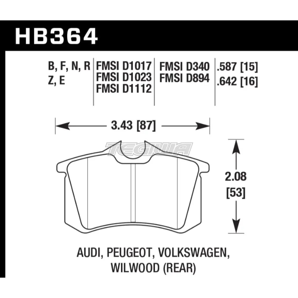 HAWK Performance Blue 9012 Motorsports Brake Pads Rear - HB364E.587