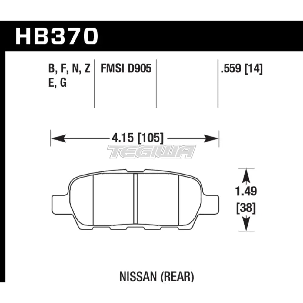 HAWK Performance Blue 9012 Motorsports Brake Pads Rear - HB370E.559