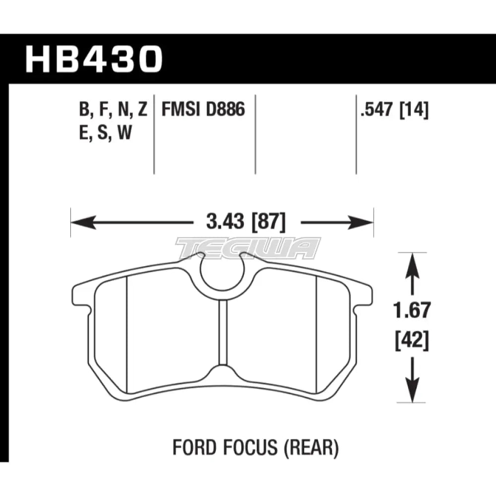 HAWK Performance Blue 9012 Motorsports Brake Pads Rear - HB430E.547