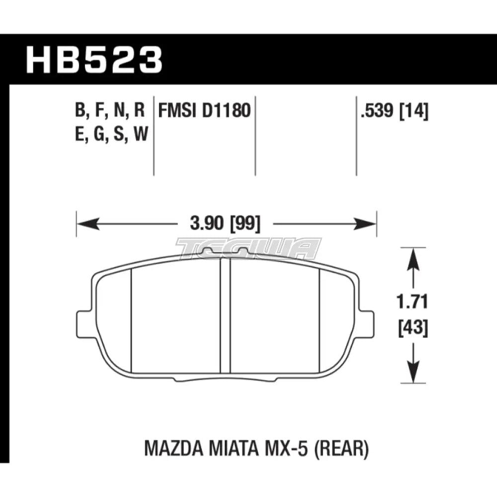 HAWK Performance Blue 9012 Motorsports Brake Pads Rear - HB523E.539