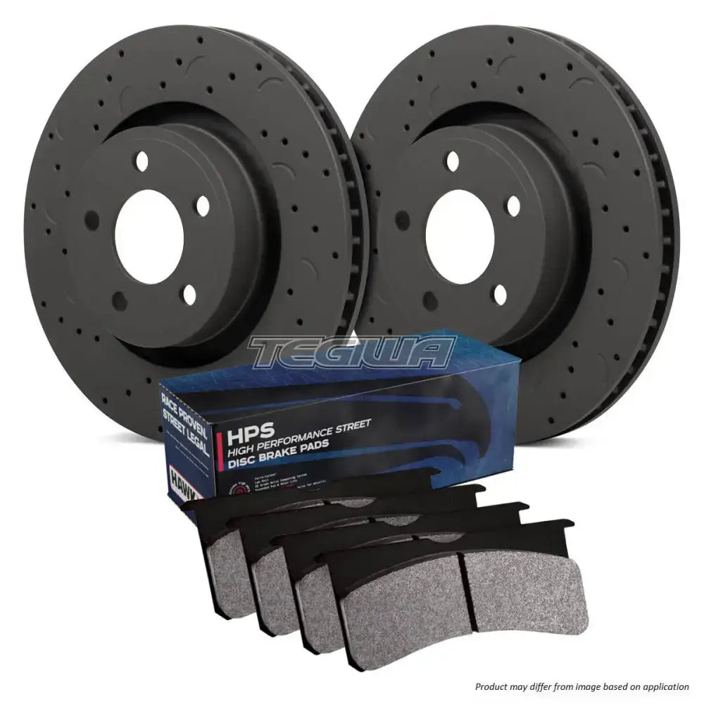 Hawk Performance Brake Kit - Hps Pads With Talon Slotted & Drilled Discs Front Mazda Mx-5 Nb 1.8L