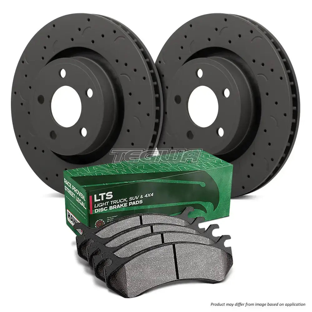 Hawk Performance Brake Kit - Lts Pads With Talon Slotted & Drilled Discs Front Bmw E46 330 330D