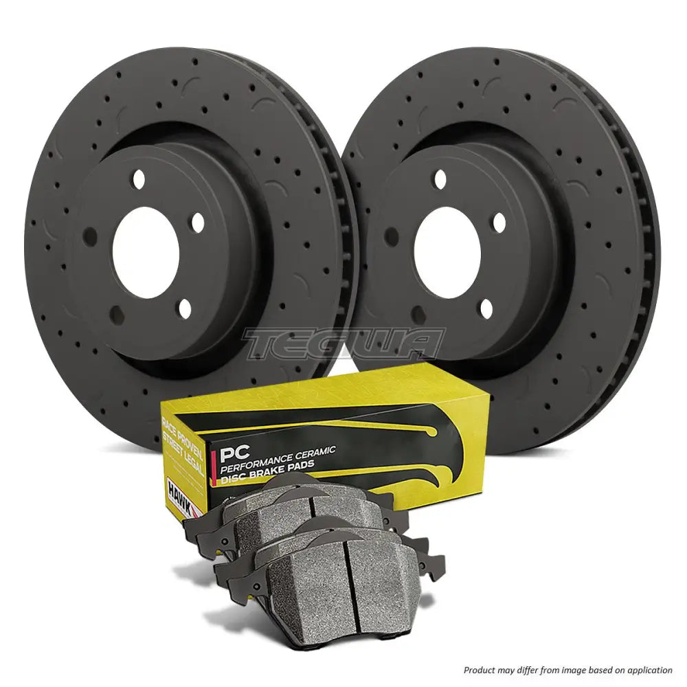 HAWK Performance Brake Kit - PC Pads With Talon Slotted & Drilled Discs Front - HKC4023.274Z