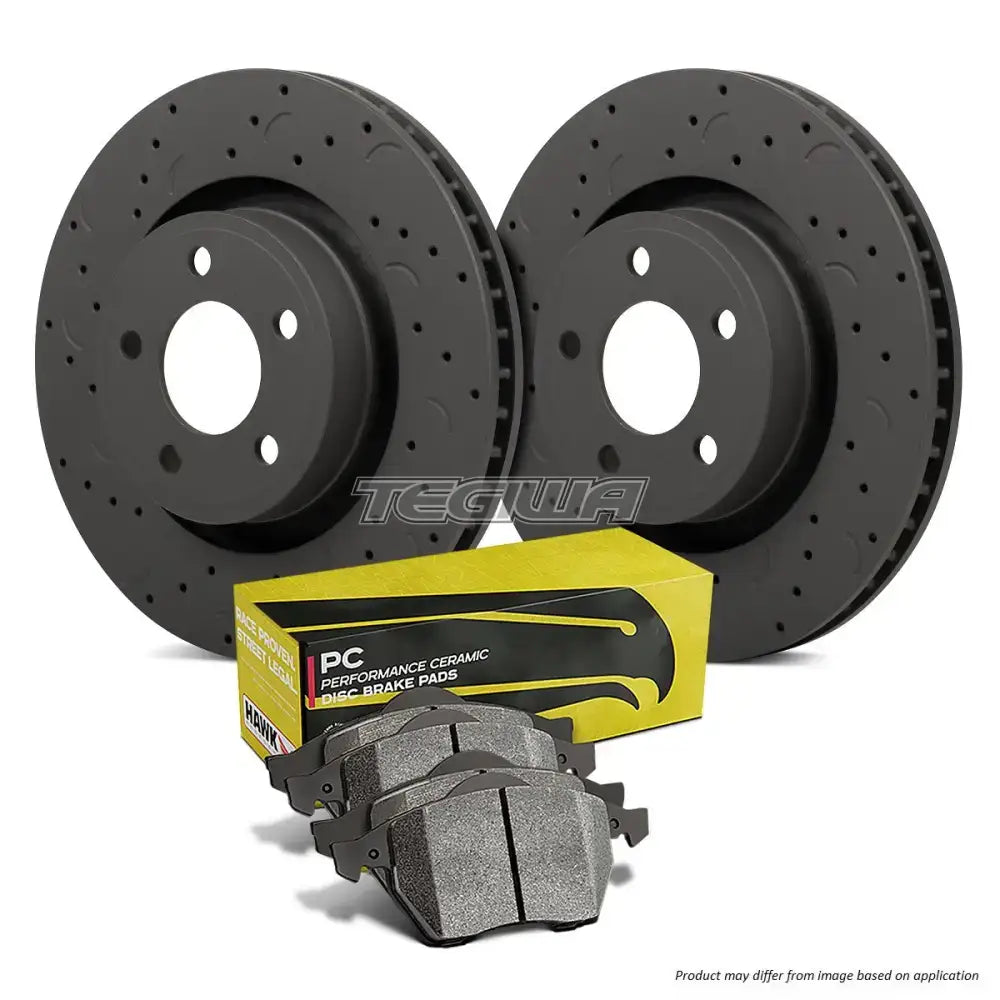 Hawk Performance Brake Kit - Pc Pads With Talon Slotted & Drilled Discs Front Honda Civic Vti Eg9