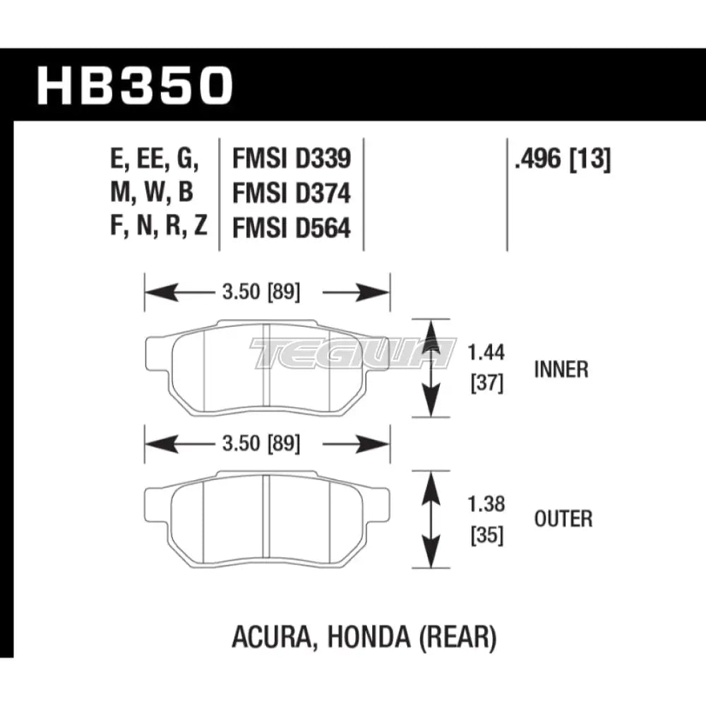 HAWK Performance DTC-30 Motorsports Brake Pads Rear - HB350W.496