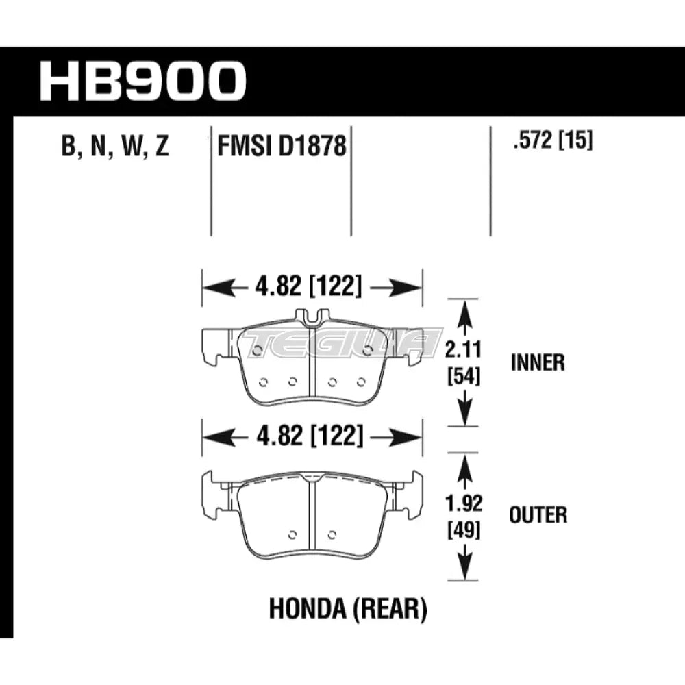 HAWK Performance DTC-30 Motorsports Brake Pads Rear - HB900W.572