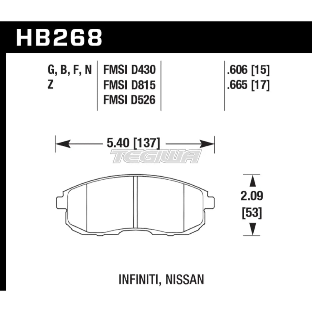 HAWK Performance DTC-60 Motorsports Brake Pads Front - HB268G.665