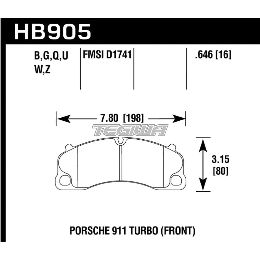 Hawk Performance Er-1 Motorsports Brake Pads Front Porsche 911 Gt3 Rs 4.0 2015-Present