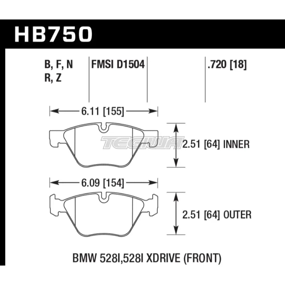 HAWK Performance HP Plus Road and Track Brake Pads Front - HB750N.720