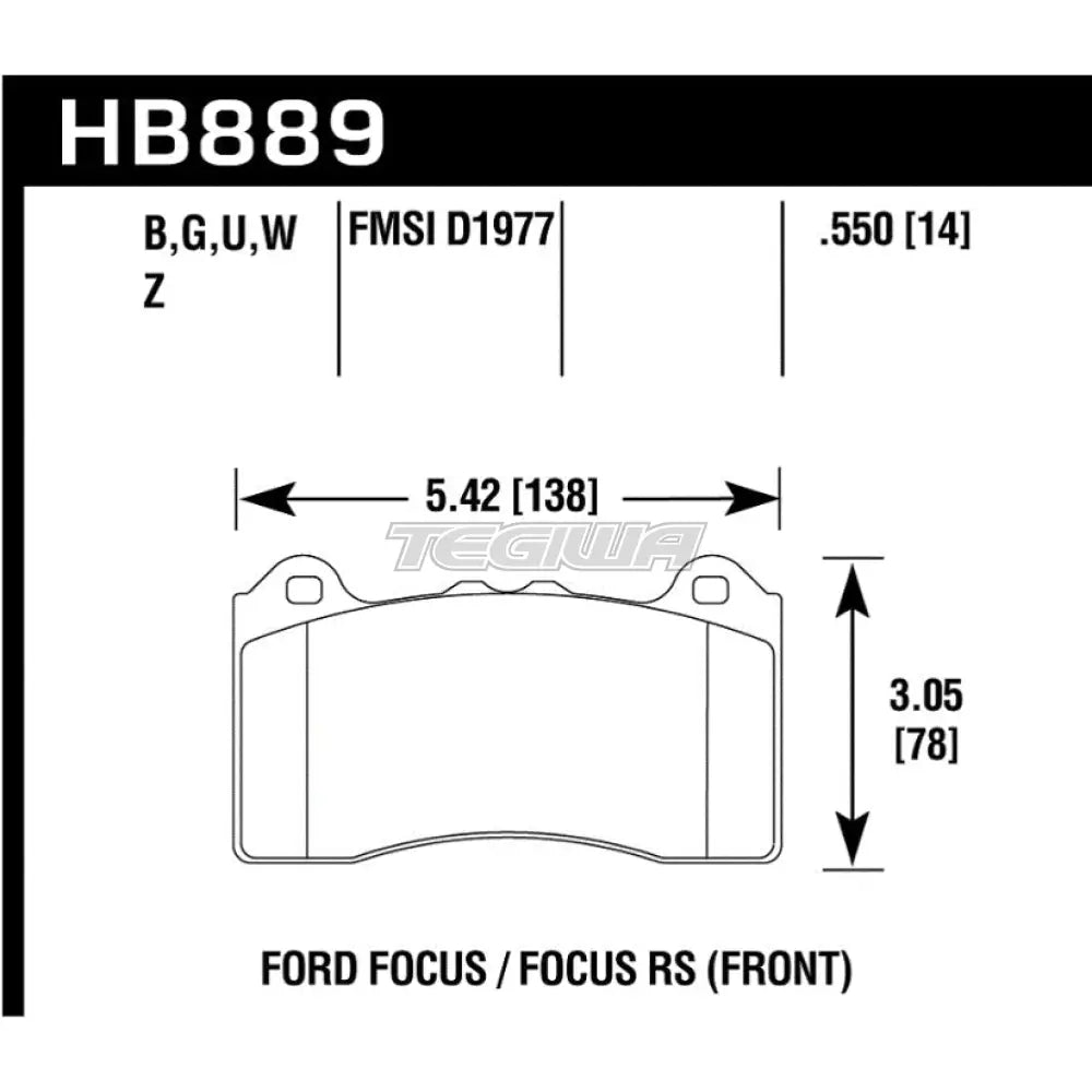 HAWK Performance HP Plus Road and Track Brake Pads Front - HB889N.550