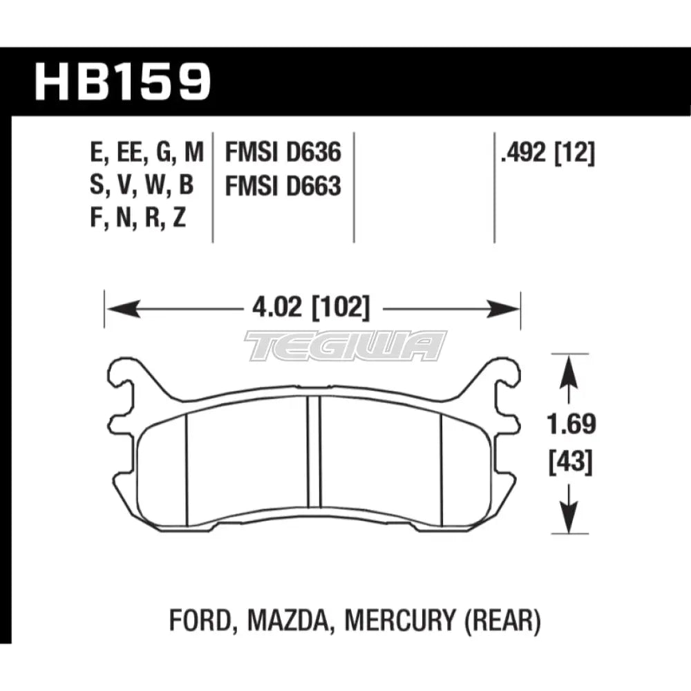 HAWK Performance HP Plus Road and Track Brake Pads Rear - HB159N.492