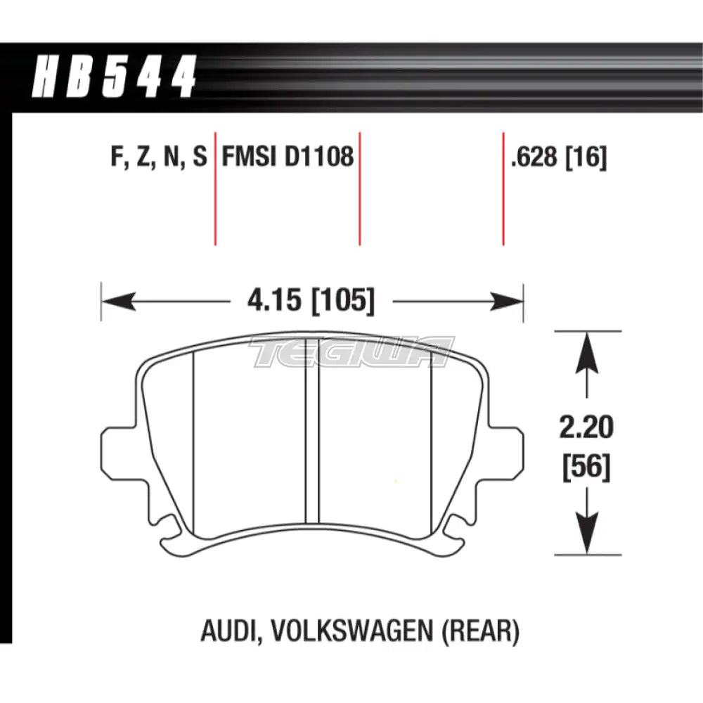 HAWK Performance HP Plus Road and Track Brake Pads Rear - HB544N.628