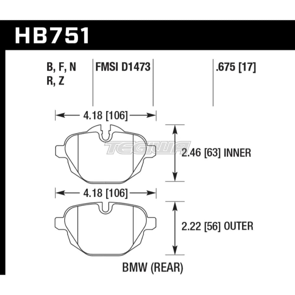 HAWK Performance HP Plus Road and Track Brake Pads Rear - HB751N.675