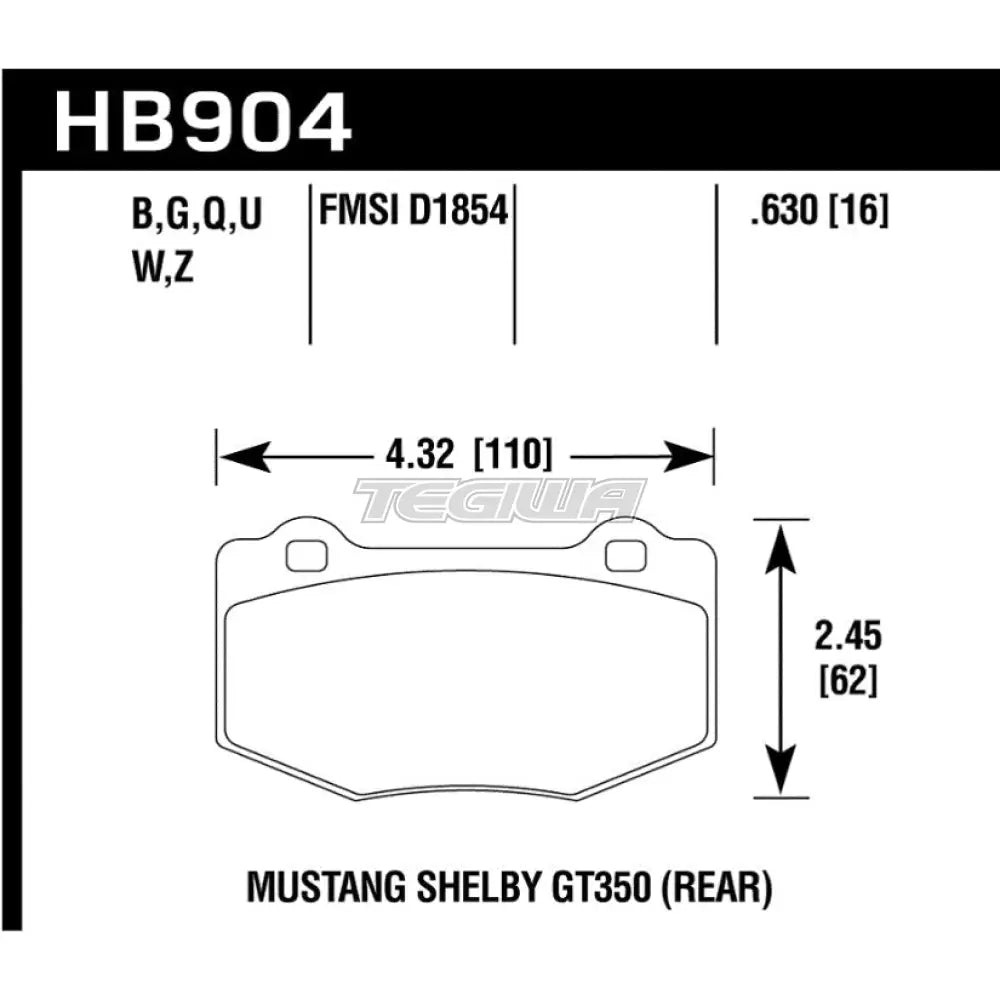 HAWK Performance HP Plus Road and Track Brake Pads Rear - HB904N.630