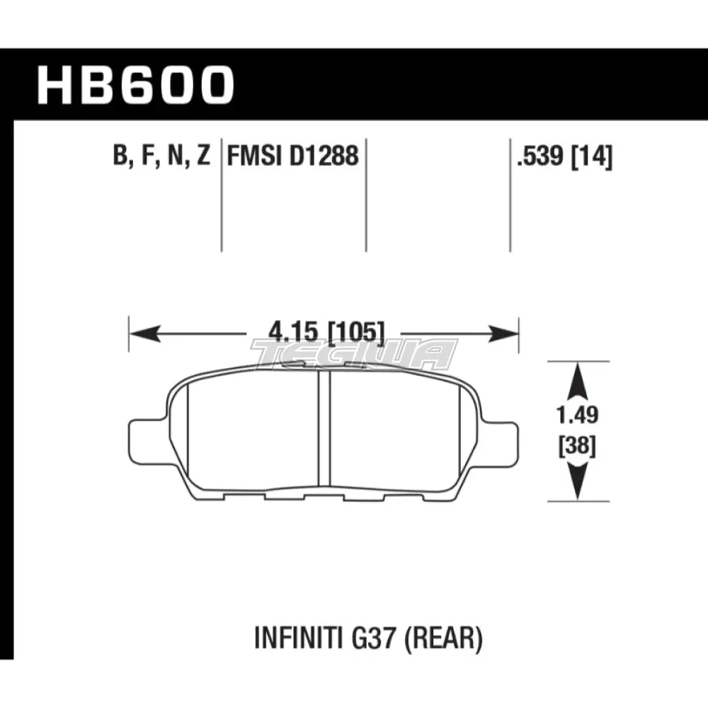 HAWK Performance HPS 5.0 High Performance Street Brake Pads Rear - HB600B.539