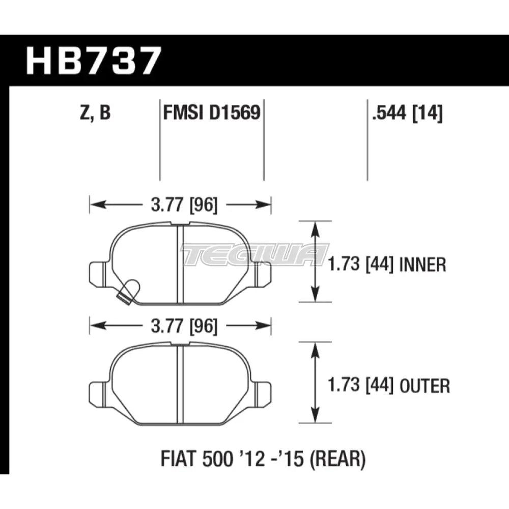 HAWK Performance HPS 5.0 High Performance Street Brake Pads Rear - HB737B.544