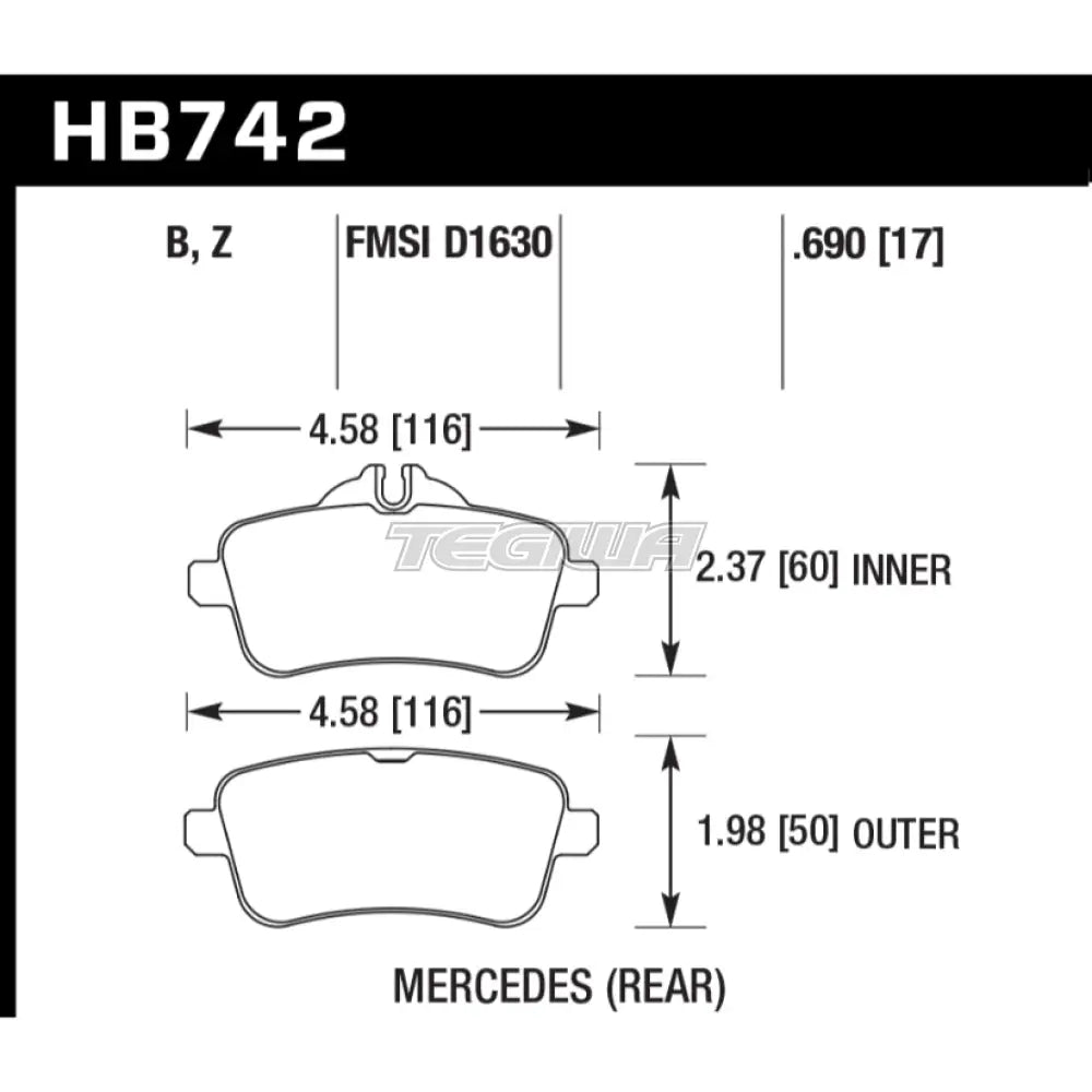 HAWK Performance HPS 5.0 High Performance Street Brake Pads Rear - HB742B.690